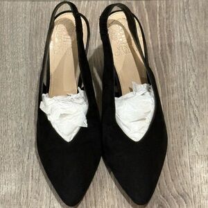 Vince Camuto Black Pointed-Toe Slingback Flats